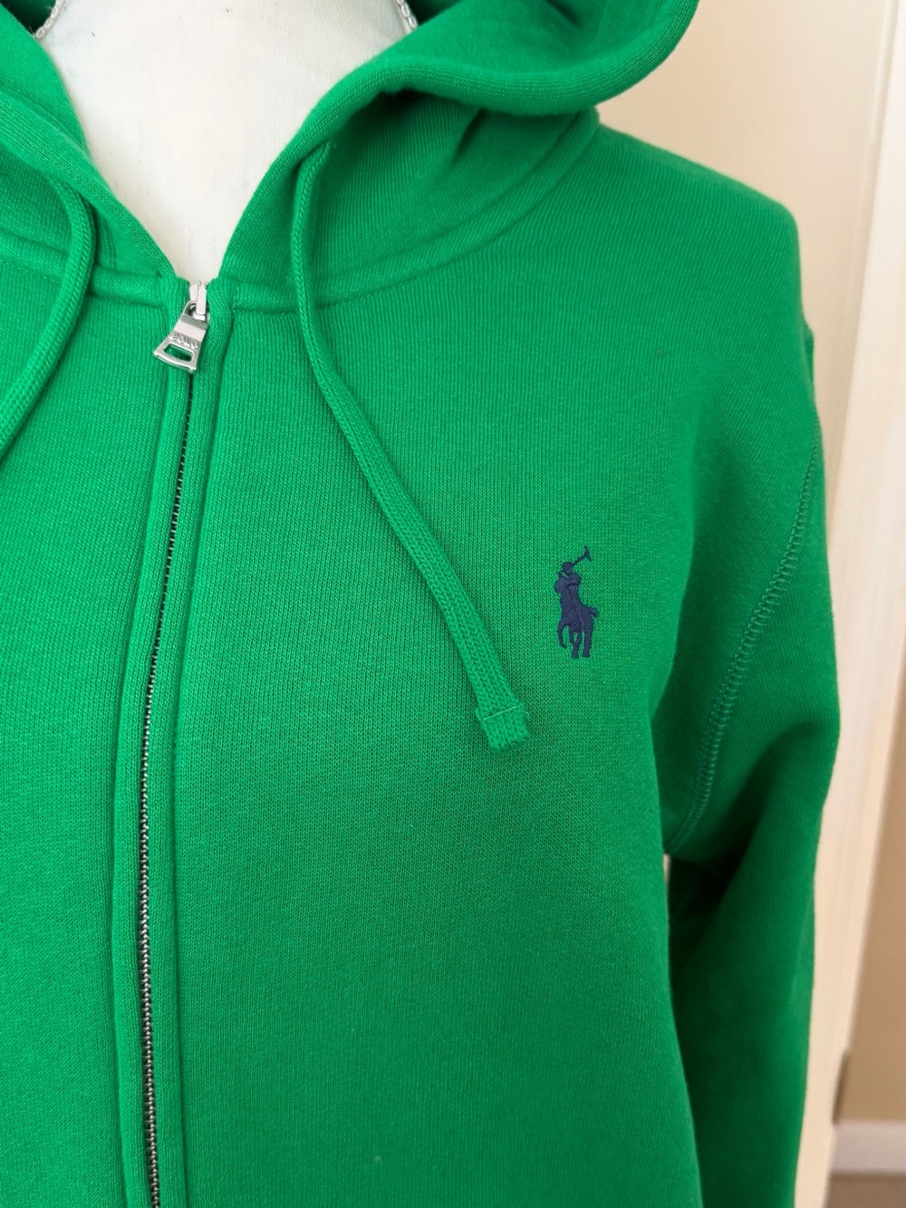 Ralph Lauren Green Zip-Up Hoodie with Navy Pony Sz L NWT